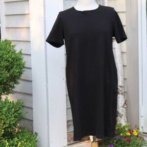 Esmara Black Short Sleeve Exposed Back Zipper Knit Cotton Blend Sheath Dress MED